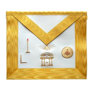 Tablier maçonnique du 13e Degré du Rite Écossais, Arche Royale de Salomon, blanc, rouge, moiré, avec carré doré, en cuir fait main et brodé, Régalia - Product Image 4