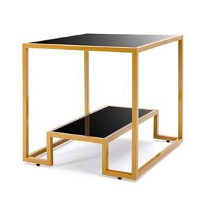 Mesa Consola Moderna de Metal y Vidrio con Estante para Sala de Estar u Oficina - Product Image 5