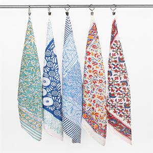 Pañuelo cuadrado multicolor de algodón absorbente de sudor, pañuelo con estampado étnico floral, accesorios unisex transpirables de verano - Product Image 2
