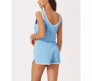 Women's Summer Ribbed Crop Sleeveless Tank Top and Shorts Lounge Pajamas <b>Sets</b> Loungewear for Women Intimates Clothing - Product Image 6