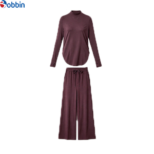 High Quality Hot Selling Soft Stretch Mock Neck Wide Leg Casual 2-Pcs Tracksuit <b>Set</b> Muslim Sportswear Tracksuits Women Clothing - Product Image 1