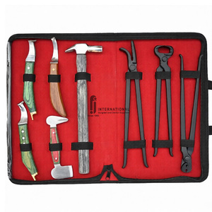 F.J.INTERNATIONAL Durable Stainless Steel Horse Dog Farrier Tool Kit Hoof Trimmers <b>File</b> Pliers Hammer Equine Care Reusable - Product Image 1