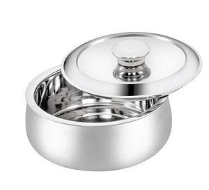 Boîte à chapati en acier inoxydable, finition brillante, pot de conservation alimentaire, pot à ragoût en acier inoxydable avec couvercle, rond - Product Image 2