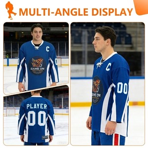 Tissu en maille 100% polyester pour vêtements, impression par sublimation avec logo personnalisé, séchage rapide, respirant, respectueux de l'environnement, maillots de hockey sur glace pour équipe - Product Image 2