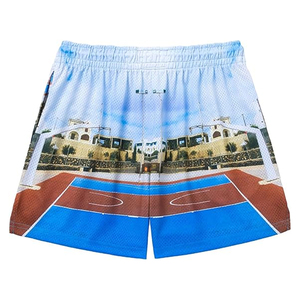 กางเกงขาสั้นออกกำลังกายลายพราง OEM สำหรับผู้ชาย ผ้าฝ้ายเนื้อหนา รับสกรีนโลโก้แบบ Sublimation กางเกงวิ่งฟิตเนสแบบมีเชือกผูก ขายส่ง - Product Image 2