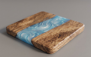 LIVE <b>EDGE</b> STUDIO Customized <b>Square</b> Epoxy Wood Resin Coasters Modern Design Eco-Friendly Without Holder Set - Product Image 4