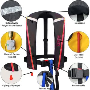 Gilet de sauvetage gonflable manuel pour adultes, profil bas, PFD jusqu'à 330 lb, supporte jusqu'à 330 lb - Product Image 2