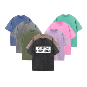 Camisetas de Algodón 100% Lavadas, Camisetas con Lavado Ácido para Hombre, Camisetas Vintage de Talla Grande para Hombre y Mujer - Product Image 1