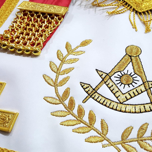 Custom Embroidered 3D <b>Sew</b>-On Masonic Badges Red White Gold Trim Classical Style Freemason Regalia Ceremonial Accessory - Product Image 4