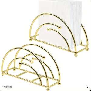 Servilletero de metal dorado con diseño de montaña, decorativo artístico, hecho a mano, ecológico, moderno, para mesa de comedor - Product Image 4