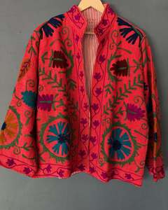 TNT cotton Handmade Suzani Embroidery <b>Jacket</b> Vintage Indian <b>Kantha</b> Cotton Coat - Product Image 3
