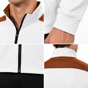 Veste zippée varsity pour homme en cuir et laine imperméable avec col montant et logo frontal - Product Image 4