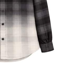 Chemise en flanelle à carreaux ombrés noirs pour femme, manches longues, boutonnée, décontractée, avec deux poches poitrine, automne-hiver - Product Image 6