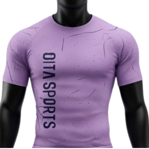 Ensemble de t-shirt et short de compression pour homme, violet lavande et noir, séchage rapide, extensible, fitness, gym, entraînement, course à pied, athlétique - Product Image 3