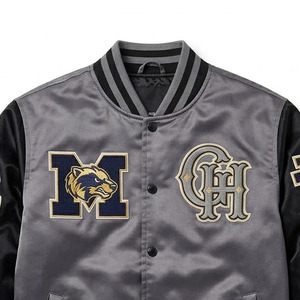 Veste universitaire Michigan Wolverines pour homme, gris et noir, avec logo brodé, design décontracté, vêtements d'automne - Product Image 6