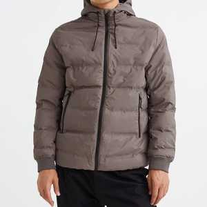 Men's <b>Hoodie</b> Puffer Jacket Winter Thick <b>Quilted</b> Windproof Zipper Casual Outerwear Solid Color Polyester Wadding Coat - Product Image 2