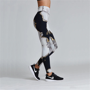 Conjunto de Yoga de 2 Piezas para Mujer, Leggings de Cintura Alta con Estampado de Mármol, Top Corto Deportivo, Sujetador Deportivo, Ropa Deportiva Elástica sin Costuras - Product Image 5