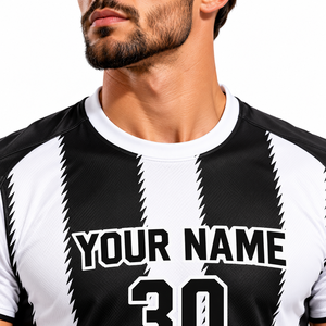 Camiseta de Fútbol Personalizada en Blanco y Negro con Nombre y Número Personalizados y Pantalones Cortos a Juego - Product Image 5
