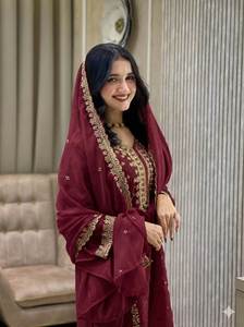 Robe ethnique pour femmes brodée personnalisable, ensemble de 3 pièces, collection de qualité d'exportation - Product Image 3