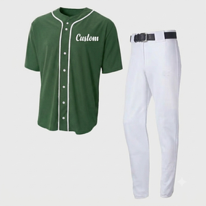 Uniforme de béisbol personalizado de calidad premium, conjunto verde esmeralda para hombre, jersey de manga corta y pantalón con tela transpirable que absorbe la humedad - Product Image 1