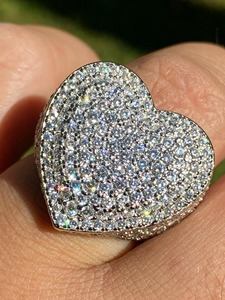 Moissanite Diamond Heart Hip Hop <b>Ring</b> <b>Iced</b> Out <b>Ring</b> 925 Sterling Silver Men Statement Bling Jewelry Luxury Fashion Design - Product Image 4