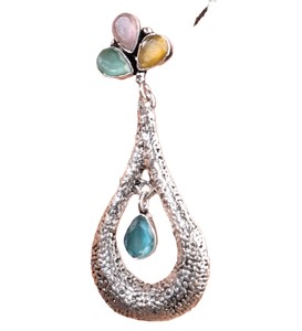 Pendientes de latón con circonita talla pera, engaste de bisel, perla de imitación, acabado plateado oxidado, estilo bohemio, joyería de moda para mujer - Product Image 1