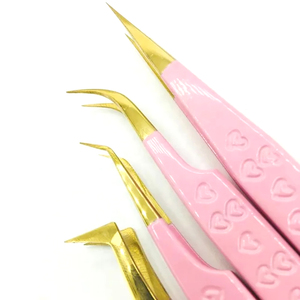 Cœur rose Noël LOGO personnalisé greffage 45 75 90 degrés pointe pointue en acier inoxydable cils impression extension de cils pince à épiler - Product Image 2