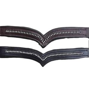Banda para la frente de cuero genuino de alta calidad para caballo en forma de V recta y canal vacío cadena de cristal banda para la frente - Product Image 1