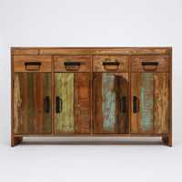 Buffet en bois de manguier rustique et industriel - Meuble de rangement artisanal, écologique et durable