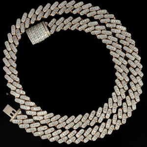 Collier en argent sterling 925 plaqué or rose, avec maillons cubains glacés de 20 mm, serti de moissanite taille brillant, qualité supérieure, personnalisable - Product Image 6
