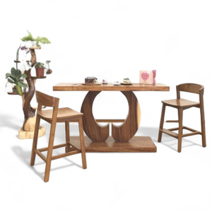 Chaise de bar au design minimaliste avec finition naturelle et structure en bois de teck pour la décoration de meubles de maison - Product Image 5