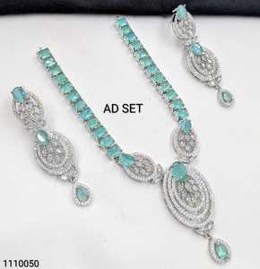 A.D Alloy Women's Necklace Earring Bracelet <b>Set</b> Crystal Rhinestone Geometric Design High Quality Latest Designed Party Silver - Product Image 6