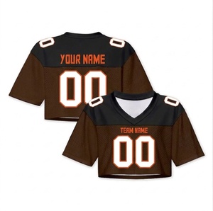 Custom Men's Football Jersey <b>Crop</b> <b>Top</b> <b>Red</b> Black V-Neck Short Sleeve Team Name Number Personalized Mesh Shirt 100% Polyester - Product Image 6