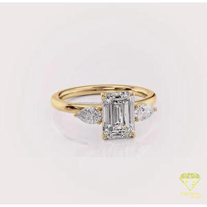 Élégante bague en argent sterling 925 avec diamant moissanite taille rectangulaire et pierres étincelantes latérales pour les détaillants de bijoux - Product Image 6