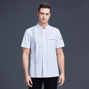 เสื้อเชฟทันสมัยสำหรับร้านอาหาร เสื้อเชิ้ตทำงานผู้หญิงผู้ชาย ป้องกันแสงแดด กระดุม 3 เม็ด เสื้อทำงานผู้ชาย ชุดยูนิฟอร์ม เสื้อเชฟ - Product Image 2