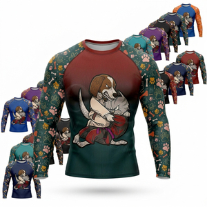 Vêtements de combat BJJ, sous-vêtements de compression pour le kickboxing, 180 GSM, légers, séchage rapide, manches longues, design par sublimation, rashguard - Product Image 1