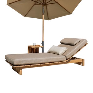 Chaise longue de jardin moderne en teck, dossier réglable, chaise de plage inclinable pour villa, hôtel, resort, mobilier de bord de piscine - Product Image 5