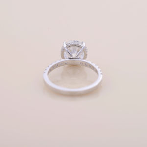 Anillo de Compromiso con Diamante Cultivado en Laboratorio de 3.08CT, Corte Redondo, Plata de Ley 925, Banda Pavé, Anillo Nupcial - Product Image 5