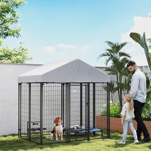 Cubierta Resistente a los Rayos UV e Impermeable para Perrera Exterior de 6FT X 4FT X 6FT Plateada con Cerradura a Prueba de Escapes, Camas y Accesorios para Mascotas - Product Image 2
