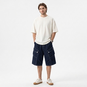 Pantalones Cortos de Mezclilla Casuales de Verano para Hombre y Mujer, al por Mayor, Estilo Vintage Lavado, Cintura Media, Borde Deshilachado, Hip Hop, Bolsillos Utilitarios - Product Image 2