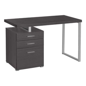 Scrivania per Computer da Ufficio Contemporanea M 48''L con Laminato Grigio e Metallo Grigio, Configurazione Sinistra e Destra, Cassetti Portaoggetti per Laptop - Product Image 2