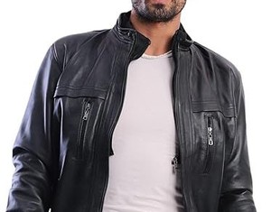 Blousons de motard pour hommes en cuir véritable de haute qualité avec logo personnalisé, style urbain tendance, noirs, hiver, avec fermeture éclair, vente en gros - Product Image 4