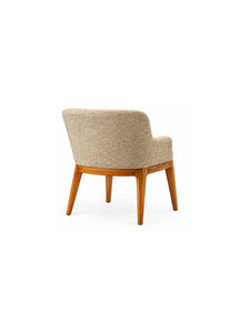 Fauteuil rembourré moderne avec pieds en bois, assise en tissu, design mid-century pour salle à manger ou salon. - Product Image 5
