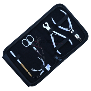 Customizable White Hair <b>Extension</b> tools Accessories Set <b>Beads</b> Crimper Keratin Bond Cutter Loop Tool Professional Parting Finger - Product Image 1