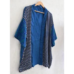 Kimono de Seda India Premium Hecho a Mano, Bata Corta Estampada para Mujer, Ropa de Dormir - Product Image 2