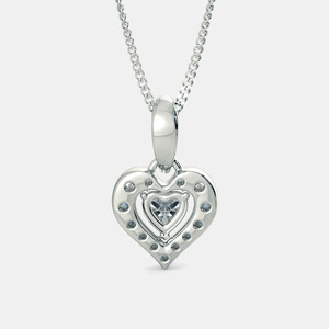 Collar con Colgante de Diamante Cultivado en Laboratorio con Halo de Corazón en Oro Blanco - Product Image 2