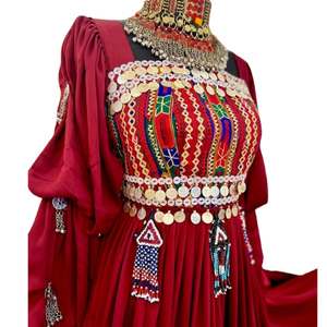 New Collection Afghani Kuchi <b>Vintage</b> Lace A-Line <b>Dresses</b> <b>Women</b> Custom Sizes & Designs Embroidery Flared Anti-Wrinkle Gown - Product Image 4