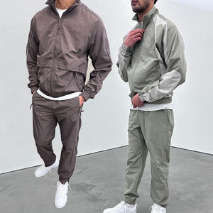 Ensemble veste et pantalon coupe-vent pour homme, léger, à capuche, fermeture éclair, résistant au vent, vêtements de sport d'extérieur - Product Image 1