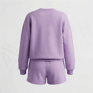2 Piece High Quality Formal Solid Knee Home Wear Suit Short Sleeve T-Shirt Shorts <b>Twin</b> <b>Set</b> for Women Polyester/Cotton - Product Image 2