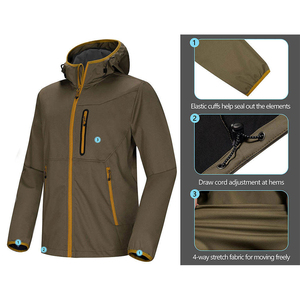 <b>Men's</b> Hooded Windproof Softshell <b>Jacket</b> With Zippered Pockets And Adjustable Hood Autumn Casual Wear - Product Image 4